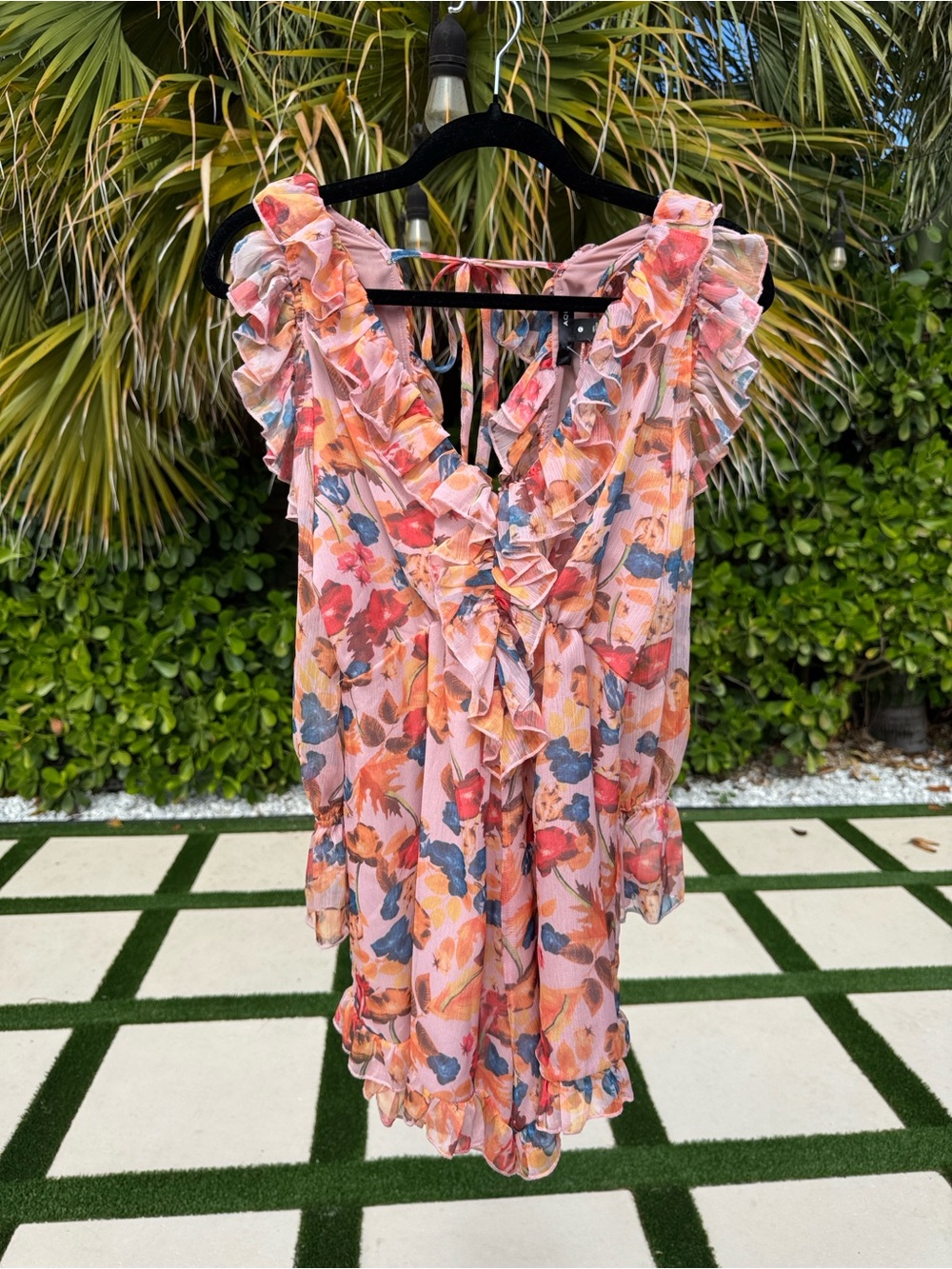 Aqua Floral Ruffled romper